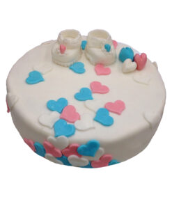 gender reveal geboorte taart schoentjes